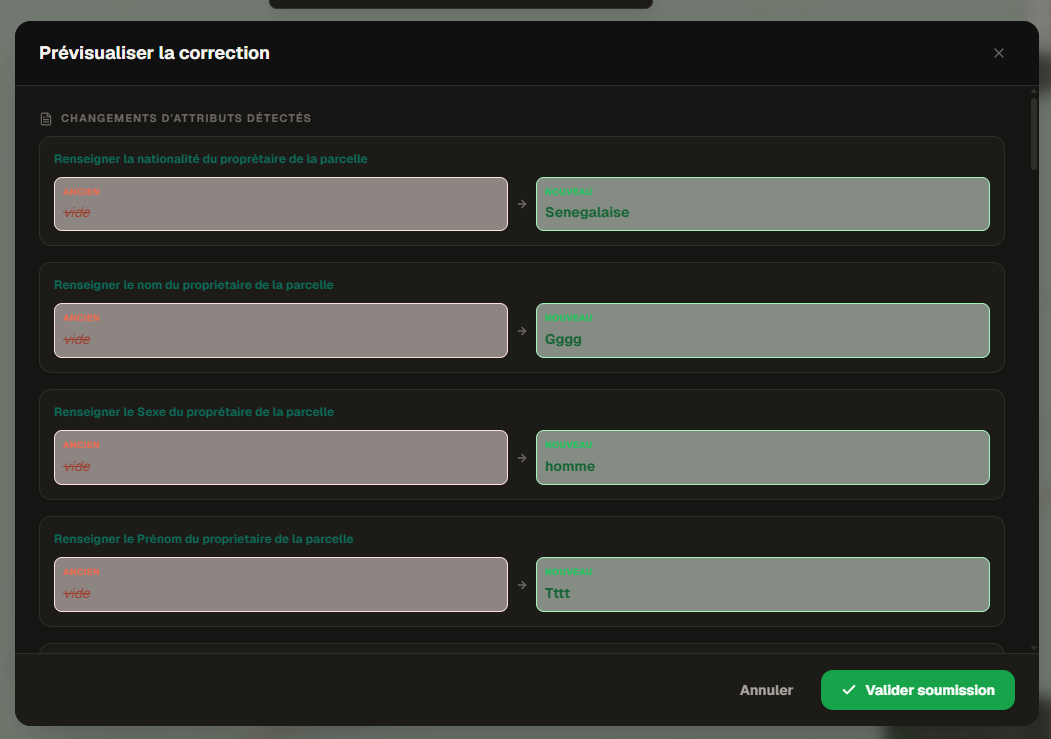 Andafar live correction - feature details